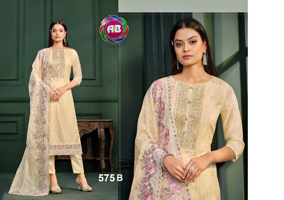 Buy Women's Unstitched Embroidered Organza Replica Suit SA-1610 at best price In Bangladesh