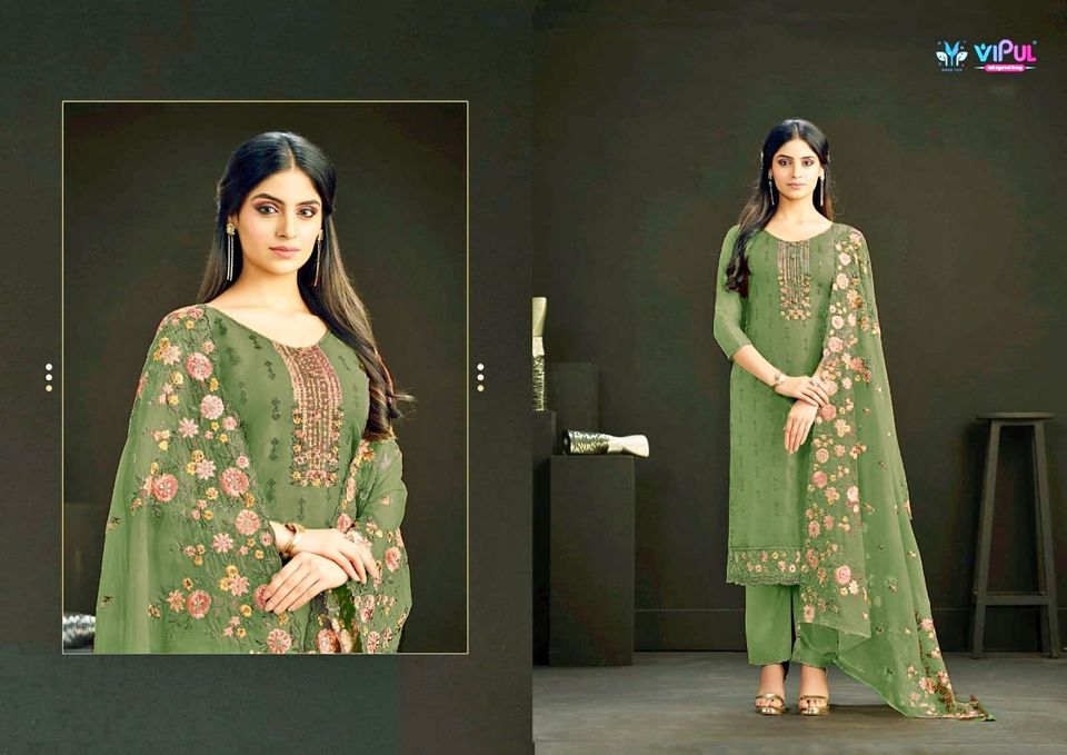 Buy Women's Unstitched Embroidered Organza Replica Suit SA-1611 at best price In Bangladesh