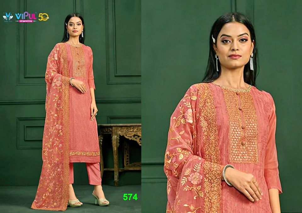 Buy Women's Unstitched Embroidered Organza Replica Suit SA-1613 at best price In Bangladesh