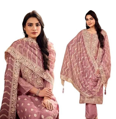 Buy  Women's Unstitched Organza Embroidered 4 Pieces Replica Salwar Suits - SA-1706  at best price In Bangladesh