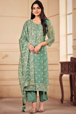 Buy Women's Unstitched Organza Embroidered 4 Pieces Replica Salwar Suits - SA-1707 at best price In Bangladesh