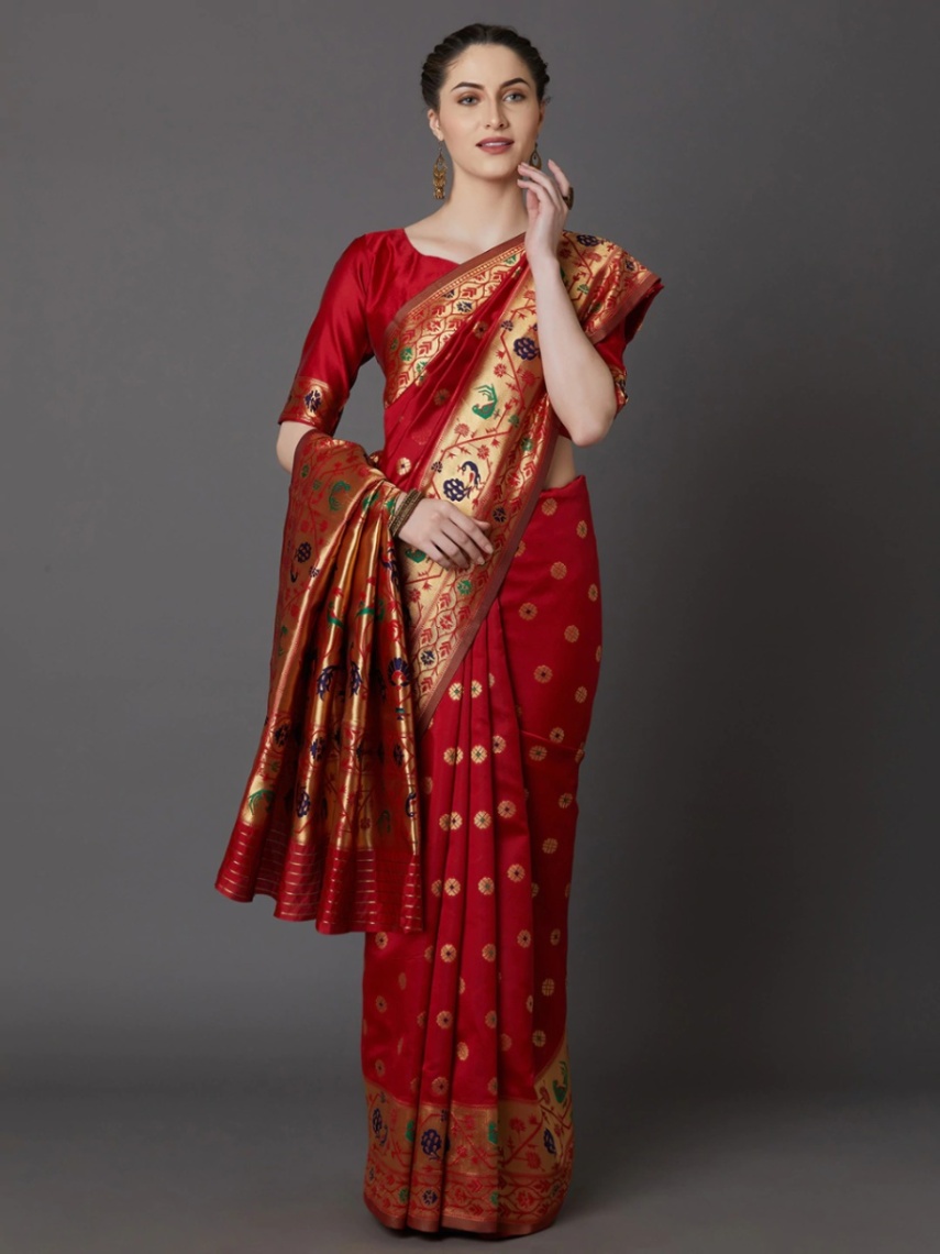 Buy Stylish & Glorious Printed Silk Saree With Blouse Piece  at Best Price In Bangladesh