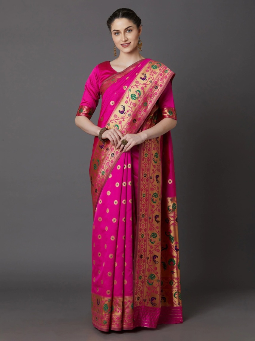 Buy Stylish & Glorious Printed Silk Saree With Blouse Piece  at Best Price In Bangladesh