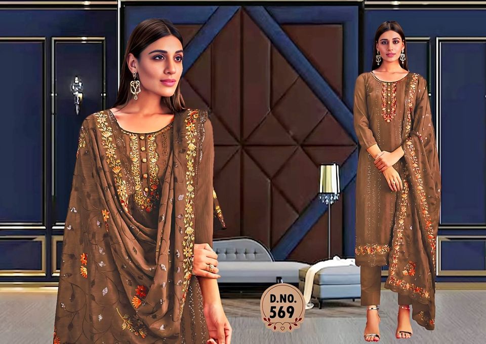 Buy Unstitched Three Piece Computer Embroidery Work Replica Party Dress - SA-1401  at best price In Bangladesh