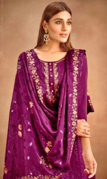 Buy Unstitched Three Piece Computer Embroidery Work Replica Party Dress - SA-1402  at best price In Bangladesh