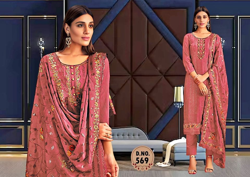 Buy Unstitched Three Piece Computer Embroidery Work Replica Party Dress - SA-1403  at best price In Bangladesh