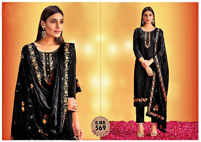 Buy Unstitched Three Piece Computer Embroidery Work Replica Party Dress - SA-1404  at best price In Bangladesh