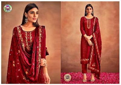 Buy Unstitched Three Piece Computer Embroidery Work Replica Party Dress - SA-1405   at best price In Bangladesh