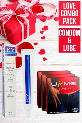 Picture of Valentine Special Love Combo Pack - U&ME Anatomic Condom & J&J KY Personal Lubricant (9pcs Condom+50g Lubricant) - Condom