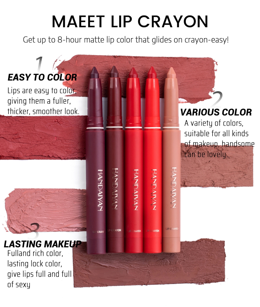 Picture of HANDAIYAN 6PCS Lipliner Pencil Lip Makeup Lipstick Pencils Waterproof Lip liner Lady Charming Lip Liner Set-A / B