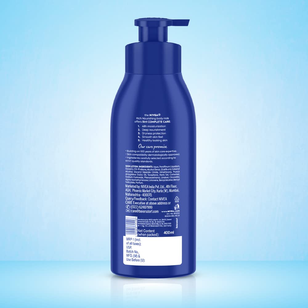 Picture of Nivea Nourishing Lotion Body Milk 400ml 5in1 Complete Care for Dry to Very Dry Skin