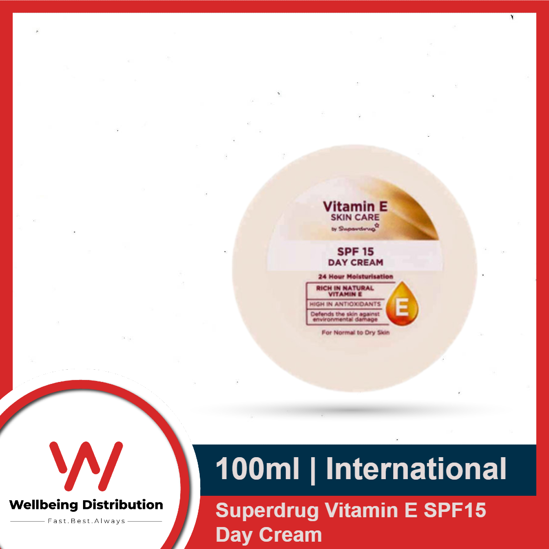 Picture of Superdrug Skincare Vitamin E SPF15 Day Cream 100ml For Normal to Dry Skin (Made in UK)
