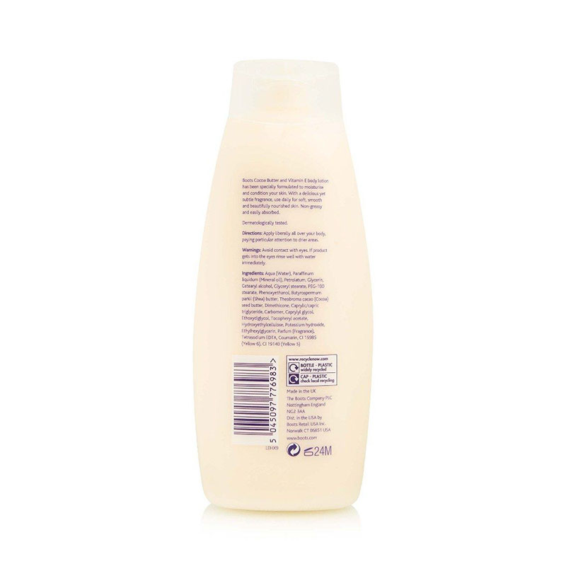 Picture of Boots Body Lotion 390ml Cocoa Butter & Vitamin E For Softness Smooths & Nourishes