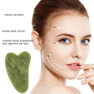 Buy 2pcs Green natural stone jade massage spa roller, Double Head Facial Roller, Gua Sha Set, Jade Facial Roller Massager at Best Prices in Bangladesh