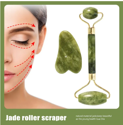 Buy 2pcs Green natural stone jade massage spa roller, Double Head Facial Roller, Gua Sha Set, Jade Facial Roller Massager at Best Prices in Bangladesh