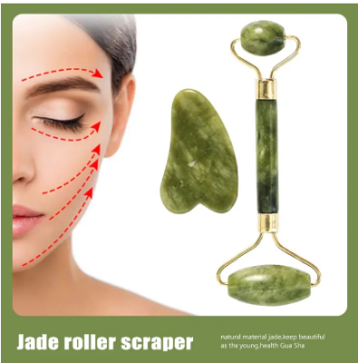 Buy 2pcs Green natural stone jade massage spa roller, Double Head Facial Roller, Gua Sha Set, Jade Facial Roller Massager at Best Prices in Bangladesh