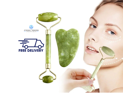 Buy 2pcs Green natural stone jade massage spa roller, Double Head Facial Roller, Gua Sha Set, Jade Facial Roller Massager at Best Prices in Bangladesh