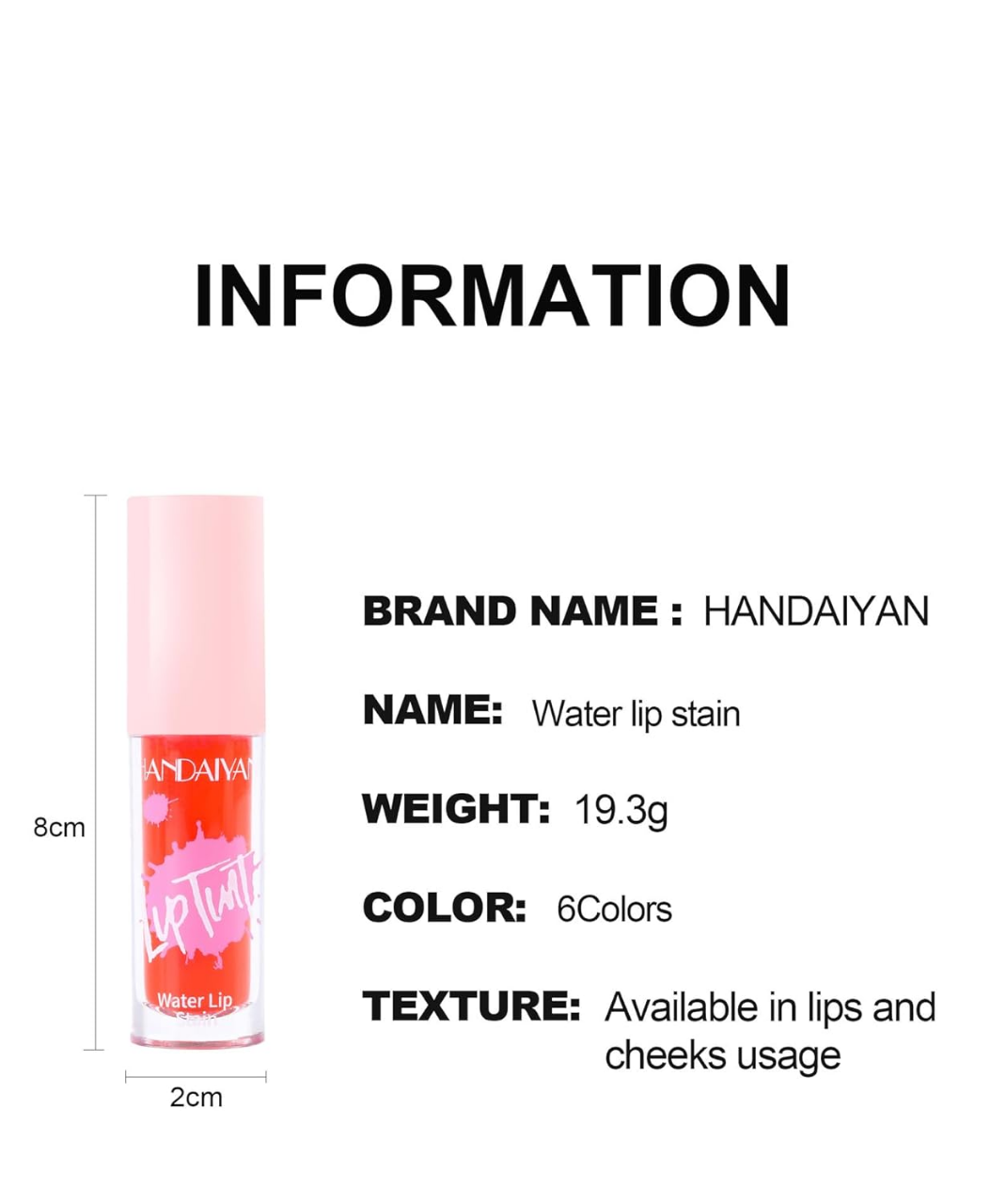 Buy Handaiyan Water Lip Stain Lip Tint | Shade 1-6 | Waterproof Long lasting Smudge proof Plumper Liquid Lipstick and Moisturizing Blush| High pigmented lip Gloss at Best Price In Bangladesh