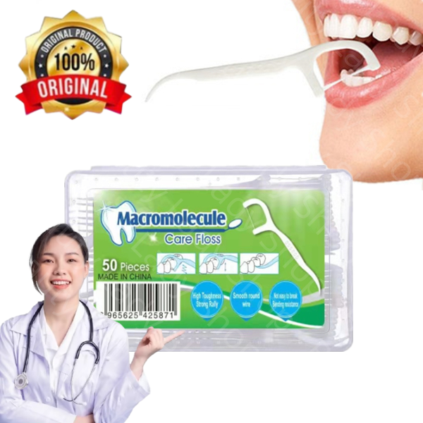 Picture of Dental Floss Pick 50 Pcs Box -  Dental Floss Toothpick Interdental Cleaner Toothpick Flosser