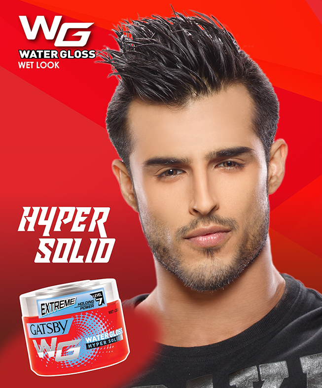 Picture of Gatsby Water Gloss Hair Gel 150g Hyper Solid Level 7 Holding Power - Wet Look, Shine Effect, Non Sticky, Easy Wash Off