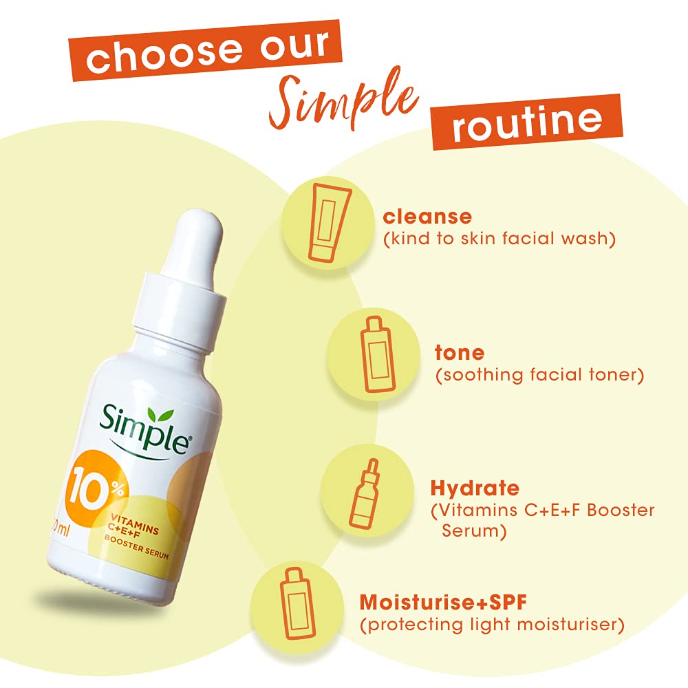 Picture of Simple Serum With 10% Vitamin C+E+F 30ml | For Youthful Glowing Skin & Instant Visible Results | For All Skin Types