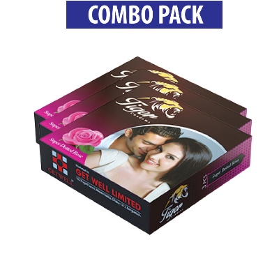 Picture of Tiger - Dotted Condoms Rose Flavour - Combo Pack - 3 Packs - 3x3 - 9pcs