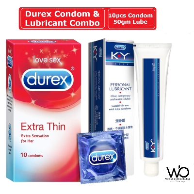 Picture of Durex Condom & Lubricant Combo - Durex Extra Thin Condom 10pcs & Durex KY Jelly Personal Lubricant 50gm