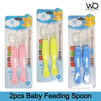 Picture of Applebear 2pcs Set Baby Feeding Spoon - Soft Silicone Spoon 2pcs Set - Multicolor Available
