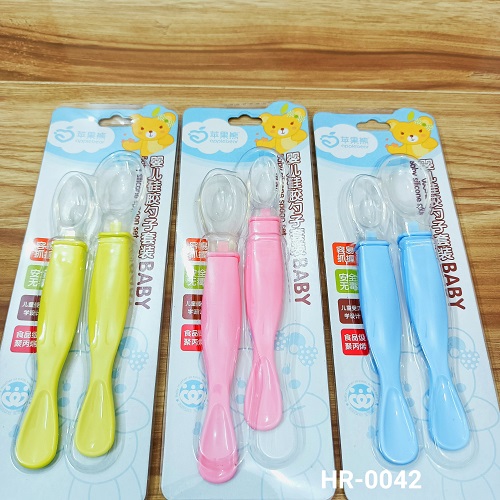 Picture of Applebear 2pcs Set Baby Feeding Spoon - Soft Silicone Spoon 2pcs Set - Multicolor Available