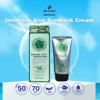 Picture of 3W Clinic Intensive Aloe Sunblock Cream SPF 50+ PA+++ 70ml