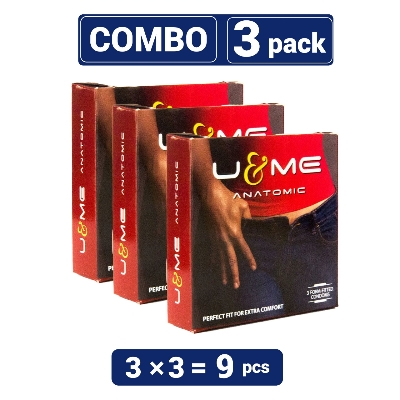 Picture of SMC U&Me Anatomic Condom Combo Pack 3 Packs 3x3=9Pieces Condom