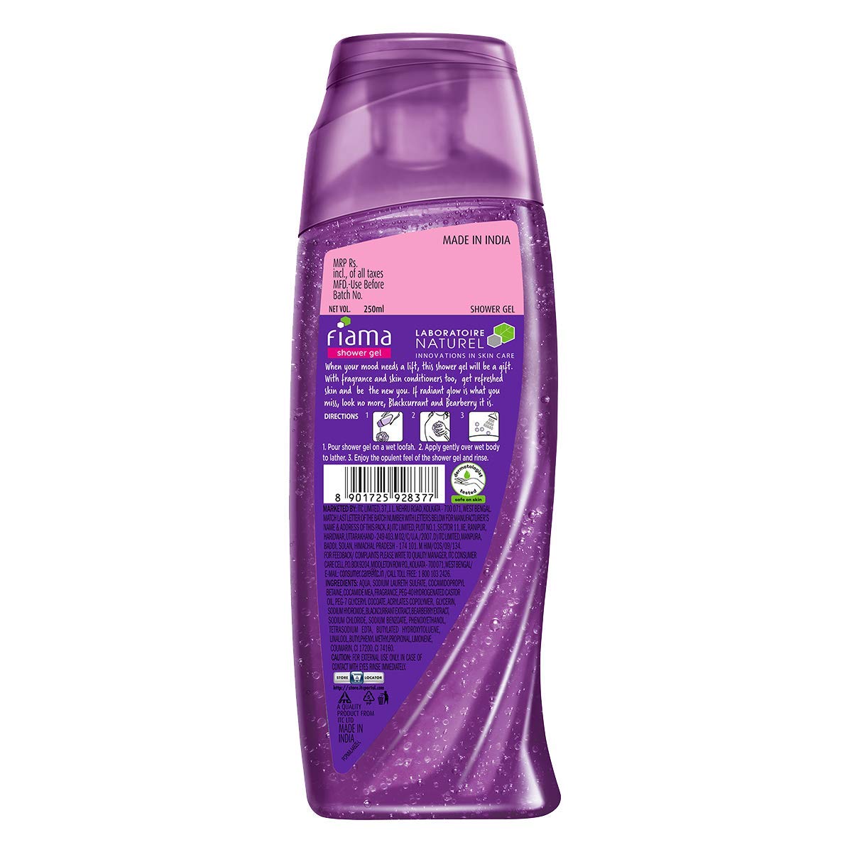 Picture of Fiama Shower Gel Blackcurrant & Bearberry Body Wash With Skin Conditioners For Radiant Glow | 250ml Bottle |Made in India