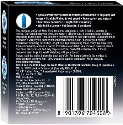 Picture of Durex Extra Time Condom - Single Pack - 3pcs Condom
