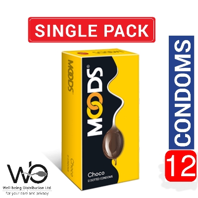 Picture of Moods Chocolate Flavored Dotted Condom 12pcs Pack (Made in India)