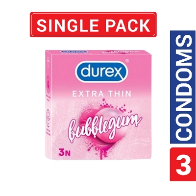 Picture of Durex - Extra Thin Bubblegum Flavored Condom - Single Pack - 3x1=3pcs