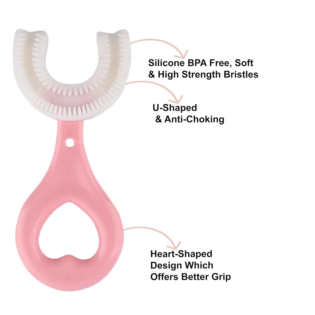 Picture of U-Shaped Toothbrush For Kids / Toddler - Toothbrush with Food Grade Soft Silicone Brush Head - Manual Whole Mouth Toothbrush for Kids Age 2-12 Year - 360° Oral Teeth Cleaning Design