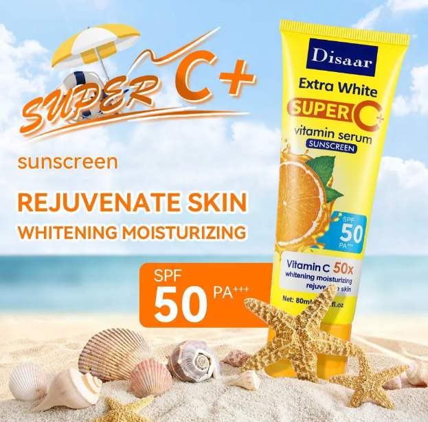 Picture of Disaar Sun Cream SPF50+ PA+++ Lightweight Natural Vitamin C Extract Sun Block Cream For Face 80ml