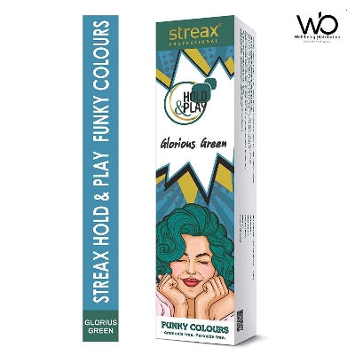Picture of Streax Professional Hold and Play Funky Hair Colour Glorious Green (100gm)
