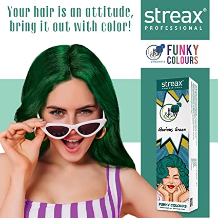 Picture of Streax Professional Hold and Play Funky Hair Colour Glorious Green (100gm)