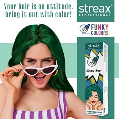 Picture of Streax Professional Hold and Play Funky Hair Colour Glorious Green (100gm)