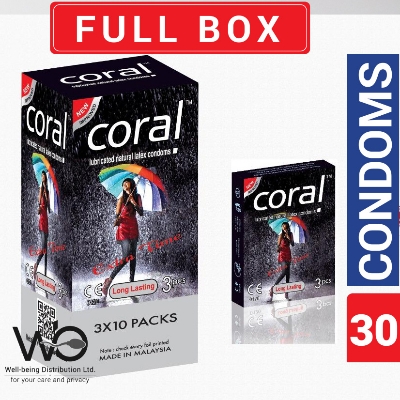 Picture of Coral - Long Lasting Extra Time Lubricated Natural Latex Condom For Men- Full Box