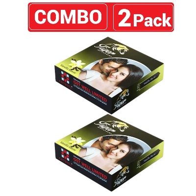 Picture of Tiger Dotted Condom For Men Vanilla Flavour Combo Pack 2 Packs 3x2=6pcs