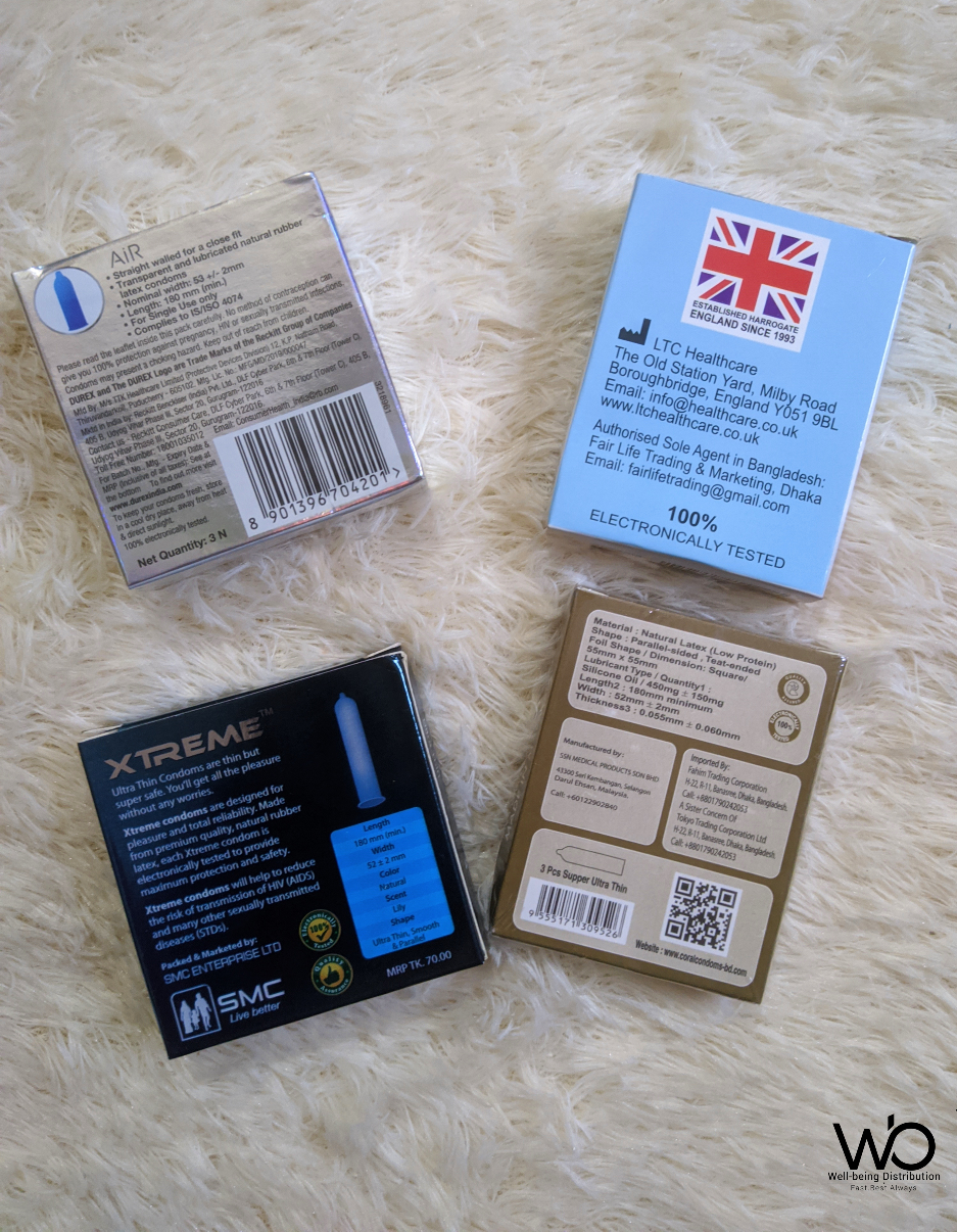 Picture of Wedding & Honeymoon Combo Package for Thin Feel Lovers - Durex Air Ultra Thin, EXS Nano Thin, Coral Super Ultra Thin & Xtreme Ultra Thin Condom - 4 Pack - 12pcs Condom