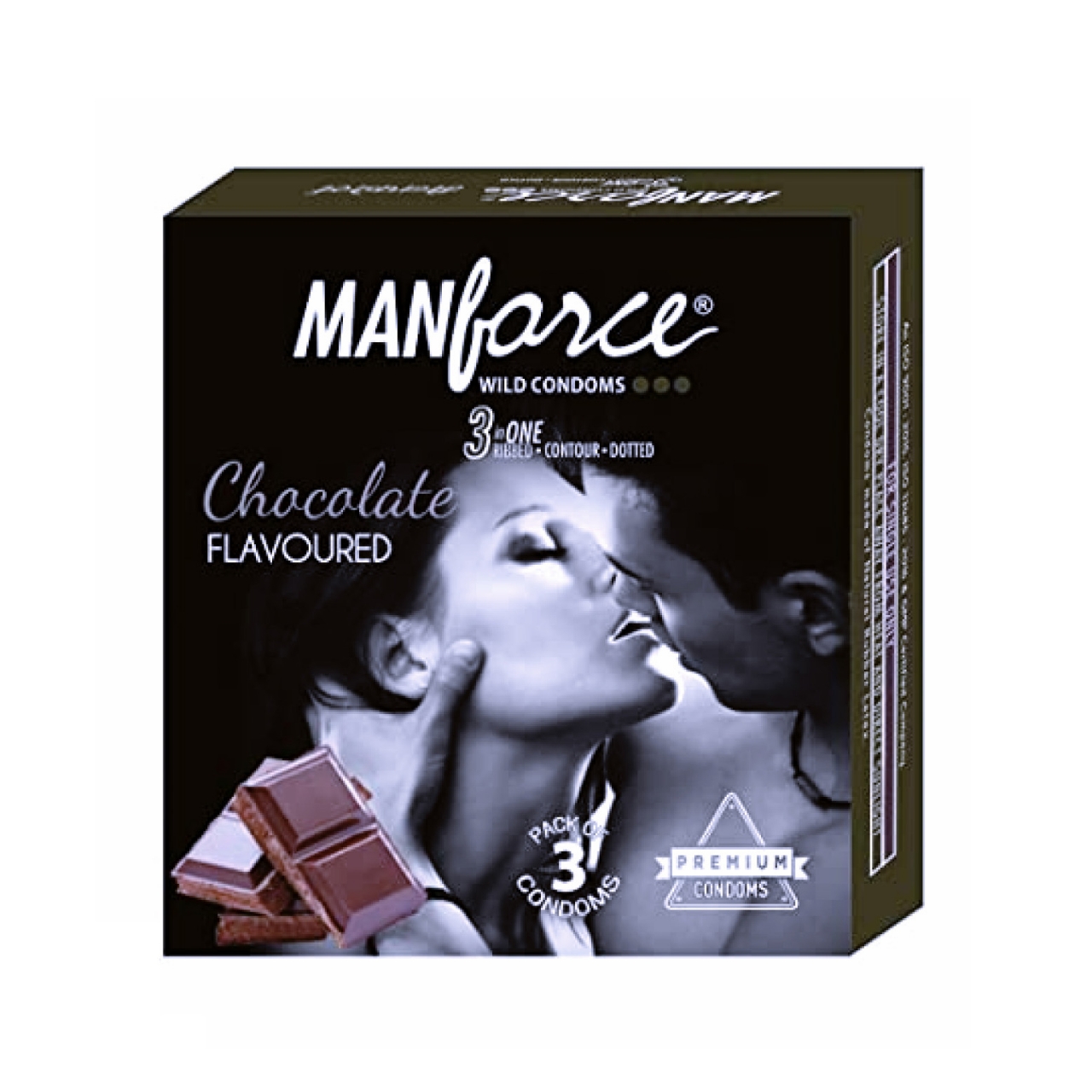 Picture of Manforce 3pcs Pack Chocolate/ 1500 Litchi/ Coctail Strawberry/ Stamina Orange, Pineapple/ Strawberry/ Black Grapes/ Game/ Premium Flavor Super Condoms Single Pack - Select Variants & Order