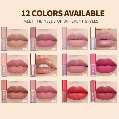 Picture of Handaiyan 12 Color Matte Liquid Lipstick Set Long-Lasting Smudge Proof 2.5ml Lip Gloss Set Matte Pearlescent Non-Sticky Lip Glaze Lipstick