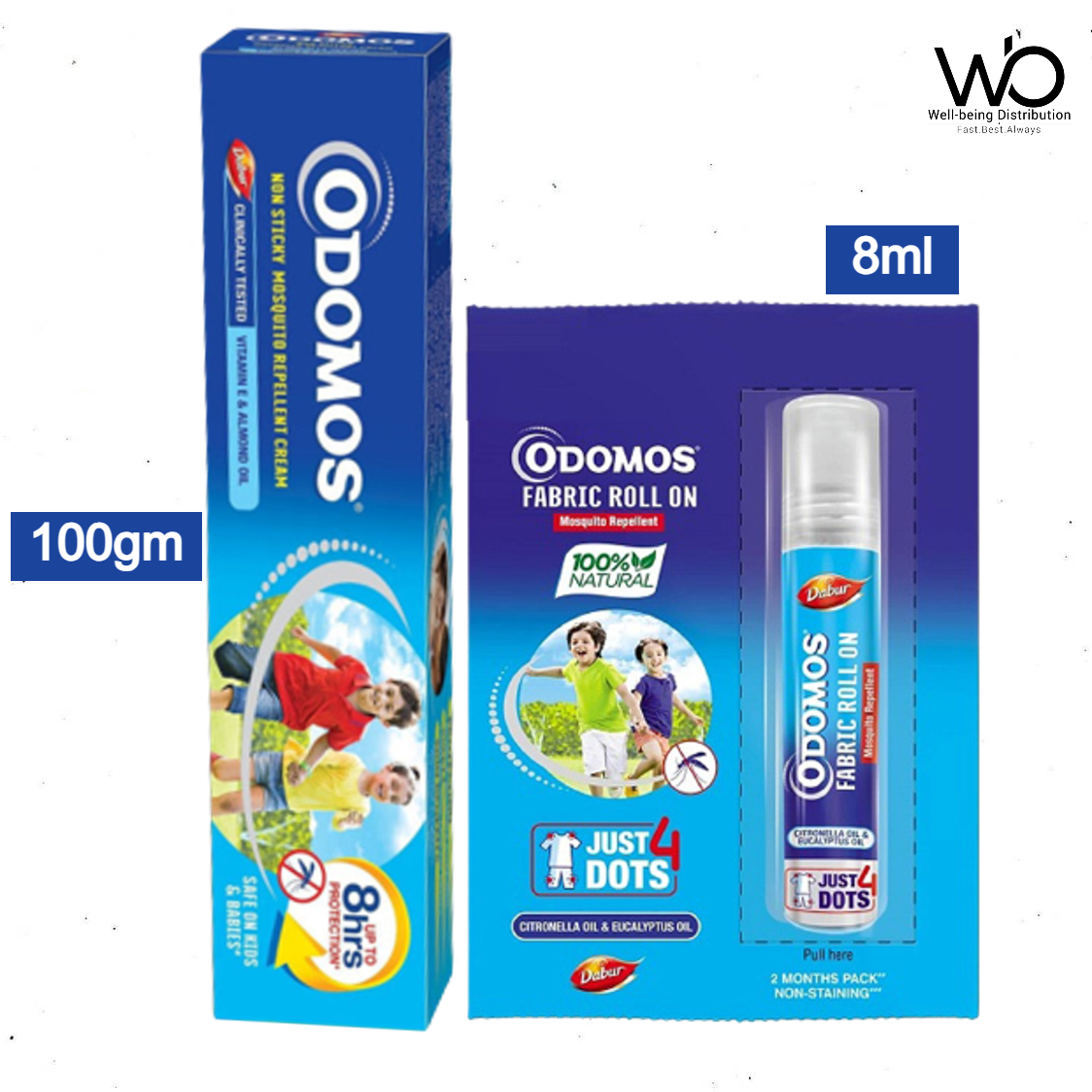 Picture of Odomos Cream & Fabric Roll-On Combo - Odomos Blue 100g Cream & Odomos Mosquito Repellent Fabric Roll-On 8ml
