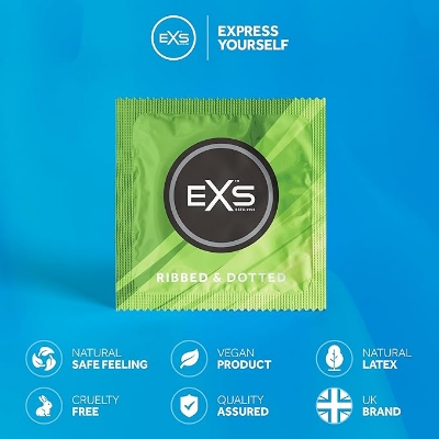 Picture of EXS Condom | EXS Comfy Fit Ribbed & Dotted Condom For Men | 3pcs Pack | UK