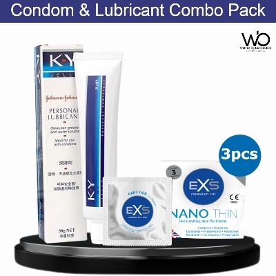 Picture of Condom & Lubricant Combo Pack - EXS Nano Thin Condom Single Pack & J&J KY Jelly Personal Lubricant 50gm Pack