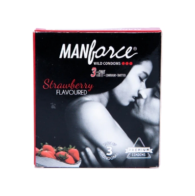 Picture of Manforce 3pcs Pack Chocolate/ 1500 Litchi/ Coctail Strawberry/ Stamina Orange, Pineapple/ Strawberry/ Black Grapes/ Game/ Premium Flavor Super Condoms Single Pack - Select Variants & Order