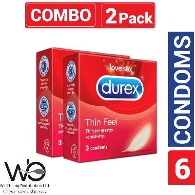 Picture of Durex - Thin Feel Condom For Men | Combo Pack | 2 Packs - 3x2=6pcs